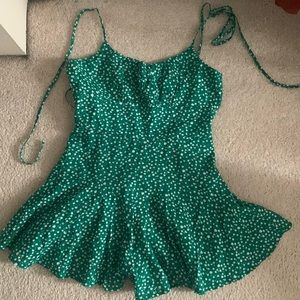 Green floral romper